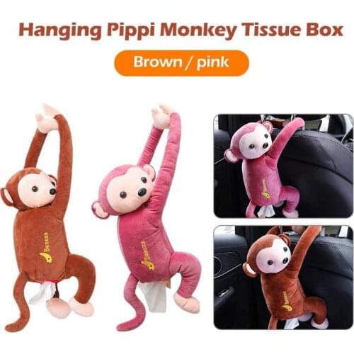 Cartoon Tissue Box Plush Monkey Paper Napkin Case Cute Animals Car Hanging Paper Boxes Napkin Holder Kids Doll Toy Gift Dropship