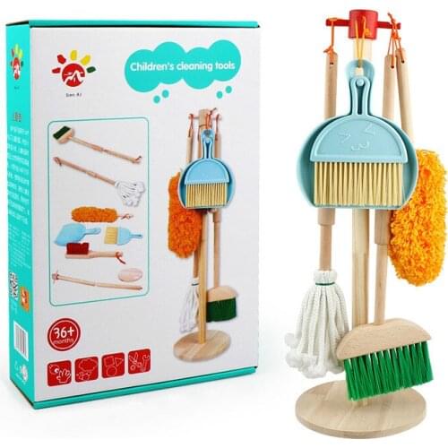 Kids Cleaning Toy Set Simulation Childrens Mini Broom Dustpan Mop Clean Tool Combination Doing Housework Toy for Children