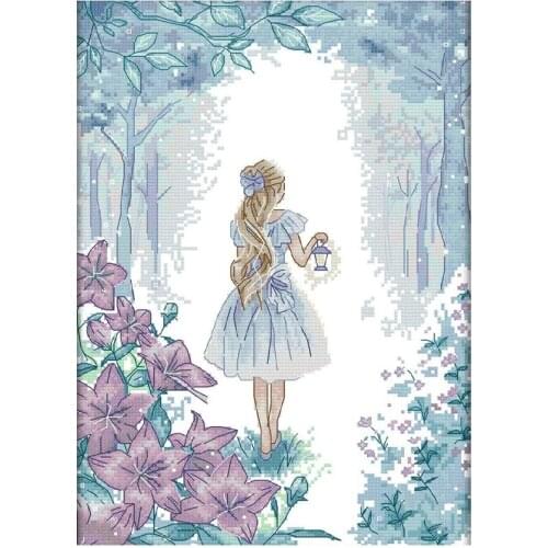 Printed Cross Stitch Kits 11CT 15X19 Inch Cotton DIY Embroidery Starter Kits Easy Patterns Embroidery for Girls Crafts Stamped C