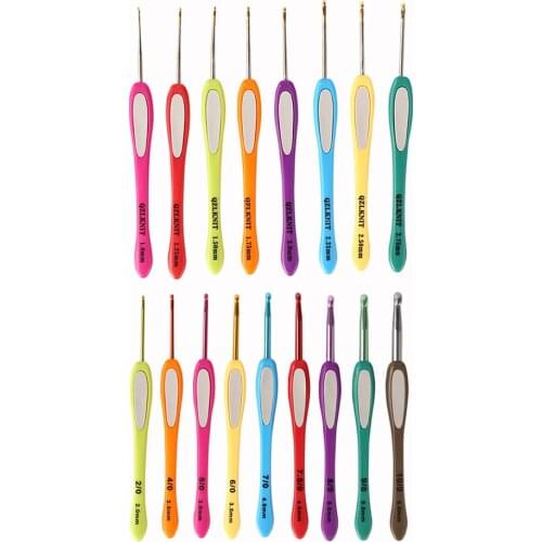 8pcs 1.0mm-6.0mm Needles Set Crochet Hook Plastic Handle Yarn Knitting Aluminum Ergonomic Shape Sweater Weave Craft
