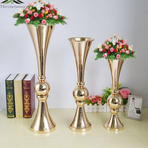 Tabletop Vase Metal Wedding Flower Vase/Stand Table/Wedding Centerpieces Gold Flowers/Floor Vases For Party Decoration GHP021