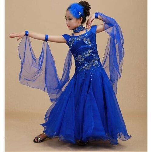 New Fashion Girl Dancing dress Waltz National standard dance dress Children Modren