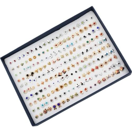 Wholesale Lots 100Pairs Mixed Color Crystal Rhinestone Earring
