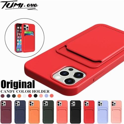Original Silicone Case For iPhone 12 11 Pro Max Mini Liquid Wallet Card Holder Cover For iPhone Xs Max XR X 7 8 6S PIus SE 2020