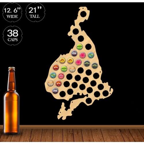 Vestmannaeyjar Shaped Beer Cap Map Iceland Westman Islands Wine Cap Collector Wood Map Display Wall Art Geographical Home Decor