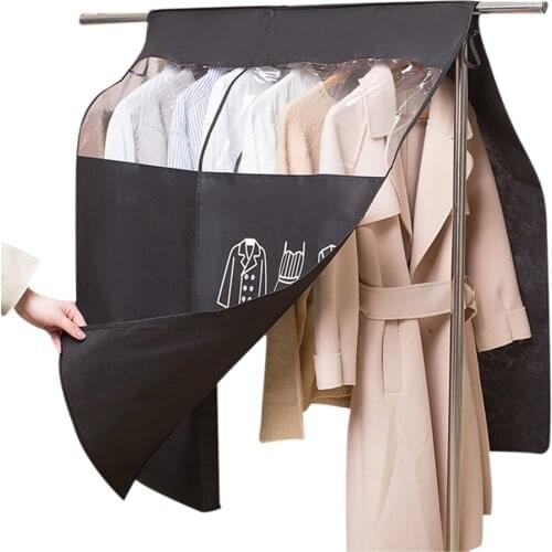 Non-woven Fabric Clothing Dustproof Covers Home Dust Cover Wardrobe Hanger Transparent Clothing Dustproof Cover Clothes Bag