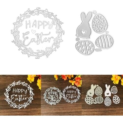 Happy Easter Bunny Eggs Metal Cutting Dies Stencil Scrapbooking DIY Album Stamp