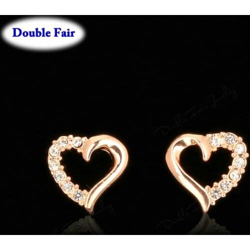 DWE327 Cute Love Heart Crystal Rose Gold Color Stud Earrings Fashion CZ Dimond Jewelry Earings For Women Wholesale Brincos