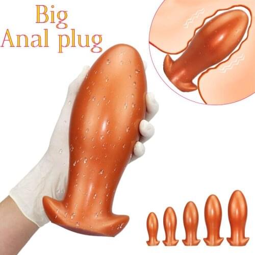 JIUAI Silicone Anal Plug Anal Extra Large And Substantial Anal Plug Soft Egg-Shaped Anal Plug Fisting Stallion Sex Products