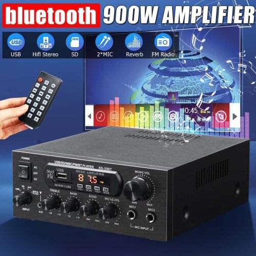 1000W bluetooth Stereo Amplifier Surround Sound USB SD FM DVD AUX LCD Display Home Cinema Karaoke Remote Control Audio Processor