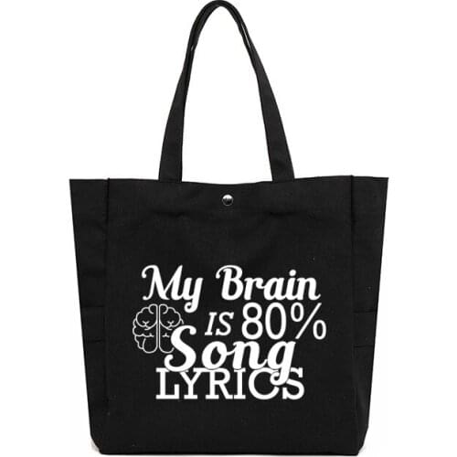 Christian Song Lyrics Printed Tote Bag Church Bag Gift Large Capacity High Quality Canvas Shopping Bag Beach Bag