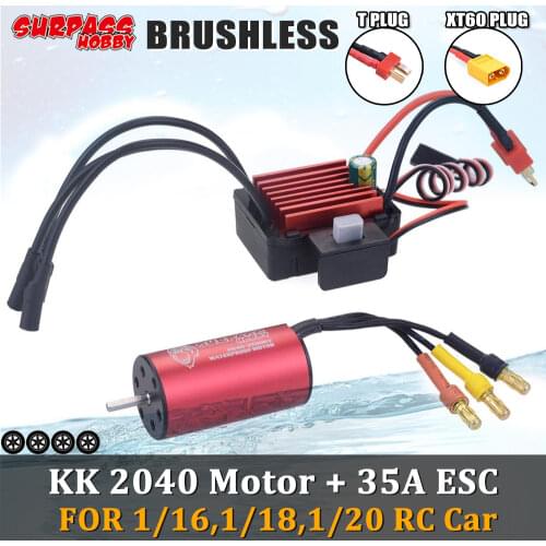 SURPASS HOBBY KK Waterproof 2040 Brushless Motor 35A ESC 2S for 1/20 1/18 RC Car Drift Wltoys A949 A959 Hsp ARRMA Traxxas Kyosho