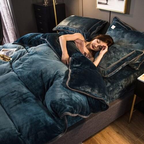 Thickened winter coral fleece bed sheet double-sided plus fleece duvet cover four-piece flannel bed