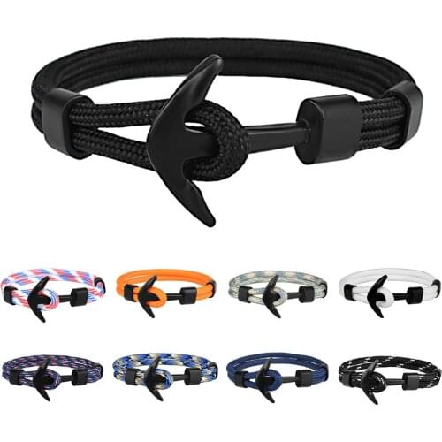 Fashion Survival Rope Chain Multilayer Anchor Charm Bracelets And Bangles Men Women Gift Sport Hooks Navy Style