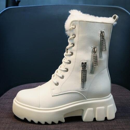 Winter Women Snow Boots 2020 New Platform Gothic Shoes Ankle Boots Women Fashion Warm Fur Black Beige Combat Boots