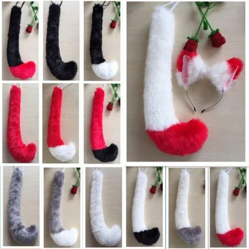 Girl Anime Plush Fox Ear Tail Cosplay Headband Headwear Hairband Costume Birthday Party Props Carnival Gift Hair Accessoires