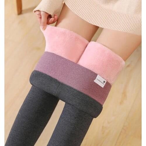 Winter Thicking Stretch Leggings Women Casual Add Velvet High Waist Leggings Streetwear Super Elastic Lamb Cashmere Trousers