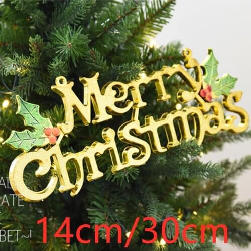 14cm/30cm Christmas Tree Pendant Decoration New Year Shiny Merry Letter Card for Xmas Hanging Ornament Party Decor Navidad