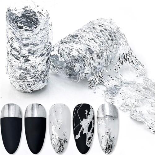 3D Mesh Gold Silver Nail Art Foil Paper Irregular Aluminum Nail Sticker Manicures Glitter Gel Polish DIY Design Nail Decoration