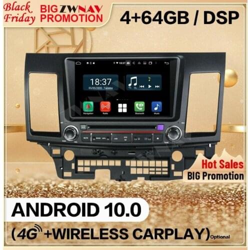 4+128G Carplay 2 Din For Mitsubishi Lancer EVO 2007-2010 2011 2012 2013 2014 2015 2016 2017 Android 10 Audio Radio GPS Unit Auto