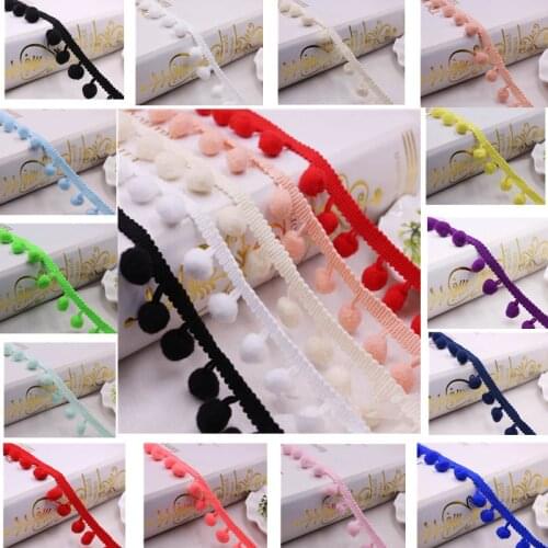 4 Yards/Lot Pom Pom Trim Ball 10 mm MINI Pearl Pompom Fringe Ribbon Sewing Lace Kintted Fabric Handmade DIY Craft Accessories