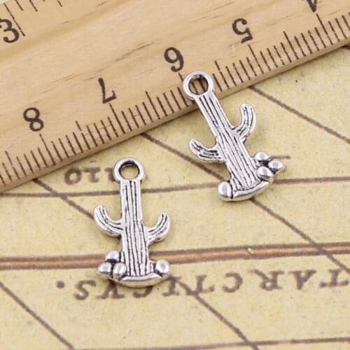 40pcs Charms Desert Cactus 19x10mm Antique Silver Color Pendants Making DIY Handmade Tibetan Finding Jewelry For Bracelet