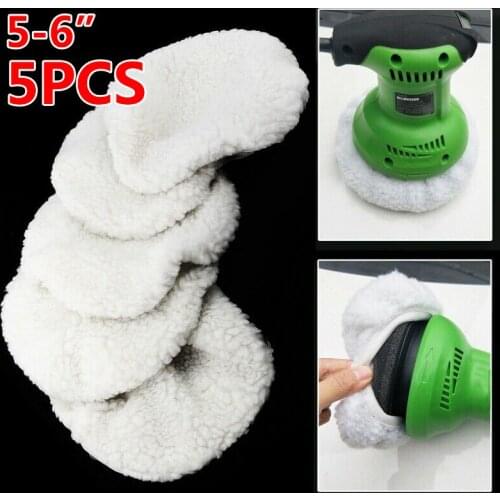 5pcs Car Auto Wool Bonnet Buffing Wheel Polishing Pad Polishing Bonnet Buffer Pads Set Soft Wool For 5-6" Car Polisher Waxing