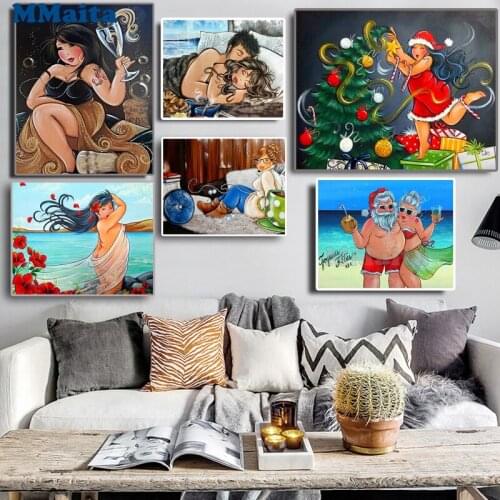 5D DIY Diamond painting Fat Lady Cross stitch Kits Comic Full Diamond Embroidery Girl Set Cartoon Crystal Decor Diamond GG5532