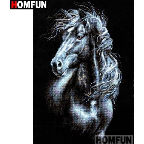 HOMFUN Full Square/Round Drill 5D DIY Diamond Painting "Animal horse" 3D Embroidery Cross Stitch 5D Home Decor A13511