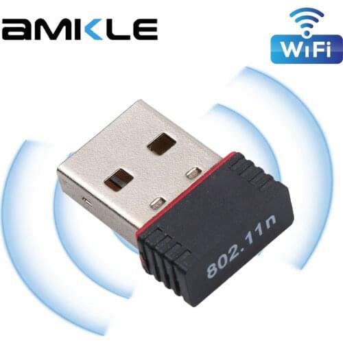 AMKLE Portable Mini Network card USB 2.0 WiFi Wireless Adapter Network LAN Card 150Mbps 802.11 ngb RTL8188EU Adaptor for Desktop