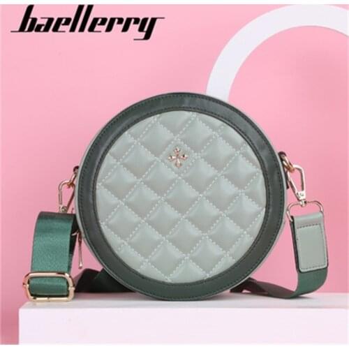 Baellerry Korean Ladies Round Bag Fashion Zipper Large Capacity Mobile Phone Bag Check Single Shoulder Messenger Bag