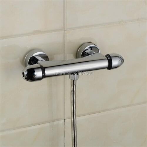 Free Shipping Retail Luxury Brass Thermostatic Faucet Thermostatic Cartridge Mixer Wall Mounted Shower Tap ZR972