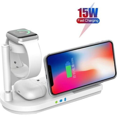 15W Qi Wireless Charger Stand For IPhone 12 11 XS XR X Wireless Fast Charging Dock Station Phone Charger For Samsung For AirPods