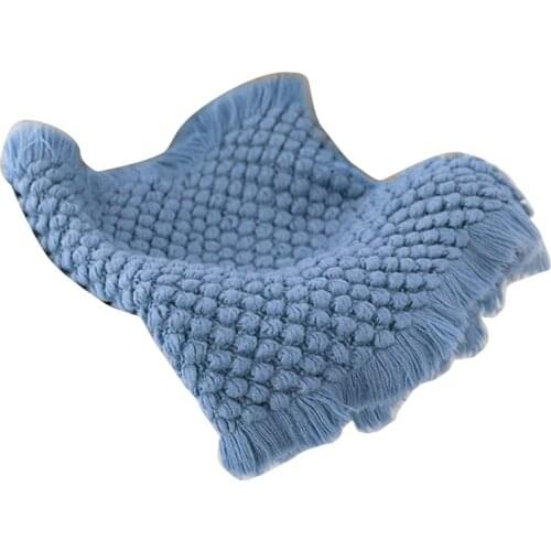 Cotton Wool Crochet Baby Blanket Infant Photography Props Shooting Basket Filler K1KC