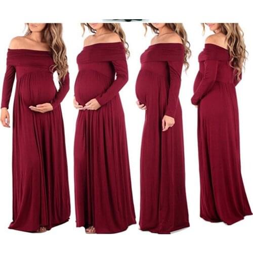 Fashion Pregnancy Dress Photography Maternity Dresses for Baby Showers Pregnant Women Long Sleeve Maxi Dress for Photo Shoot