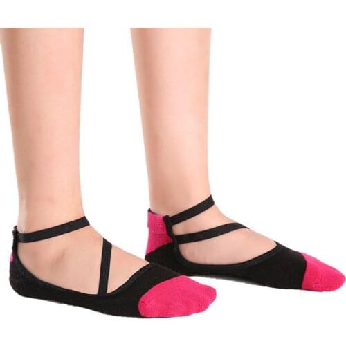 Fashion Non Slip Yoga Socks Thick Terry Bottom Warm Floor Fitness Sports Socks for Women Anti Slip Cotton Boat Sock Slippers