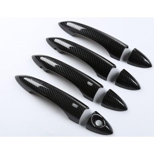 Left Hand Drive Carbon Fiber Car Door Handle Cover Trim Strips for Alfa Romeo Giulia Stelvio 2017 Intelligent Key Accessories