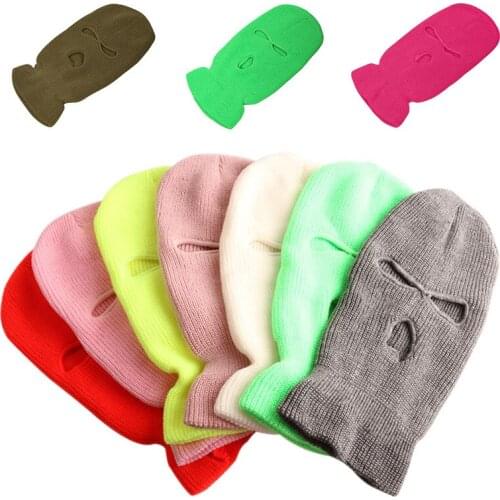 New Winter Warm Three Hole Knitting Hat Bandit Baotou Outdoor Riding Windshield