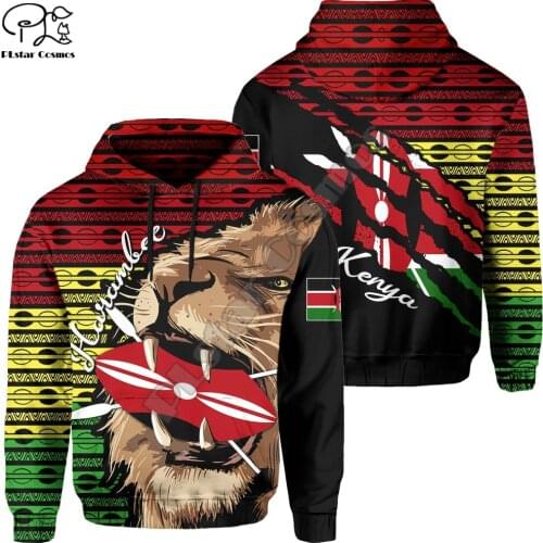 PLstar Cosmos Kenya Country Flag Tribe Culture Tattoo Tracksuit 3Dprint Men/Women NewFashion Harajuku Hoodies Pullover Jacket 37