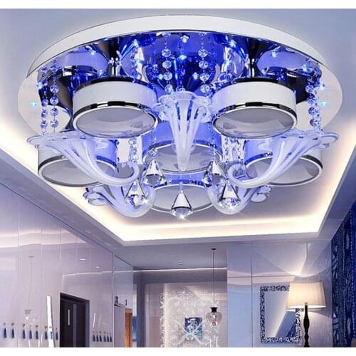 Luxury Crystal Ceiling Lights Creative Living room Bedroom Villa Light Iron 3/6/9 Head Ceiling lamp Remote control 6 colors ZA