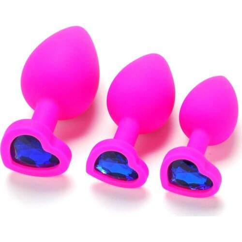 Rose red Purple Bblack Red 3pcs/set Anal SexToys Color Sequins Large Medium And Small Silicone Massage Plug Adult Sex Game Toys
