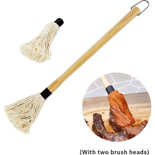 Barbecue Brush With 2pcs Removable Brush Head Creative Mop Shape BBQ Grill Gadget For Home Kitchen Camping Picnic Dinner
