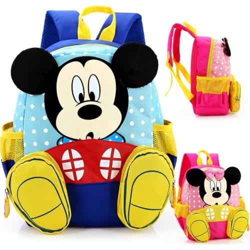 Student Burden Backpack Minnie Mickey Cartoon Backpack Boy Girl Kindergarten Primary School Bag Snack Plush Backpack for Kids