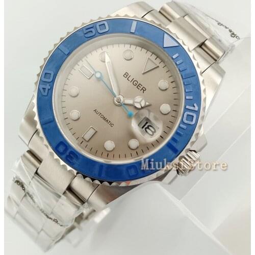 40mm Masculino Luminous Automatic Top Marque bracelet Montre Sport Relogio Luxe Hommes Date Horloge Sport Montres Hommes blue