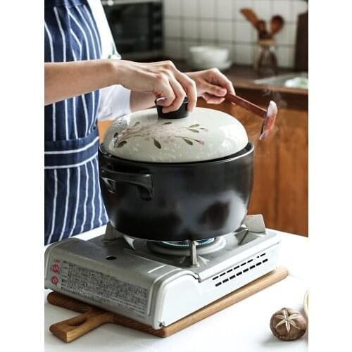 Japanese style sakura cherry blossom high temperature resistant ceramic soup rice stew pot baby food stone cooking pan casserole
