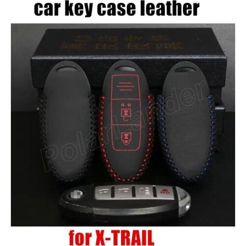 Only Red Casual style Fit for NISSAN TEANA/LIVINA/X-TRAIL car key case genuine quality leather hand sewing car key cover