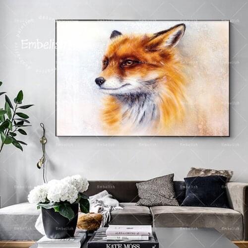 Embelish 1 Pieces Watercolor Wild Animal Fox Modern Home Decor Pictures For Living Room HD Canvas Paintings Wall Art Posters