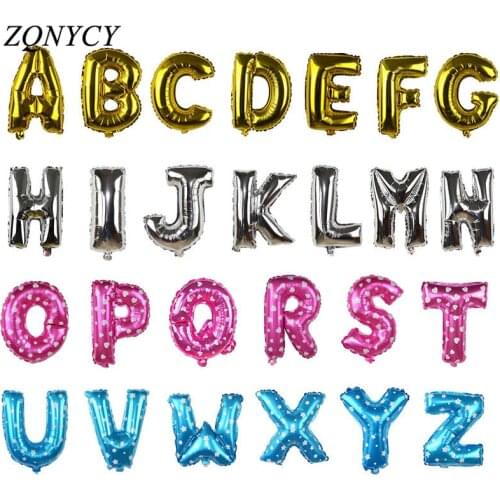 1 Pc Gold&Silver/Pink/Blue Letter Number Foil Balloons 16Inch Alphabet Inflatable Balloons Wedding Birthday Party Decorations