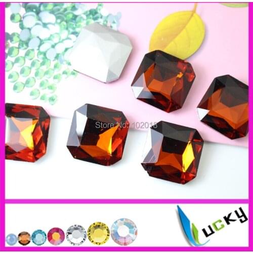 Top quality 36pcs 23mm square shape point back crystal smoked topaz jewelry rhinestones
