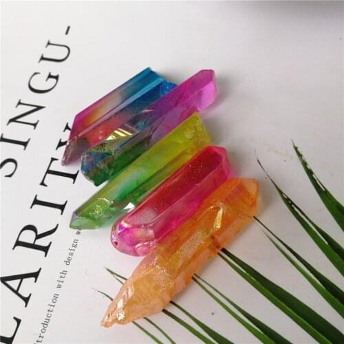 High Quality Aura Natural Crystal Raw Stone Red Blue Yellow Color Clear Crystal For Chakra Gifts Jewelry Accessories Diy Wedding